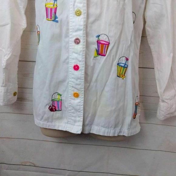 Silver Threads Size S Beach Pail Embroidered Shirt Swimsuit Coverup - Picture 7 of 8